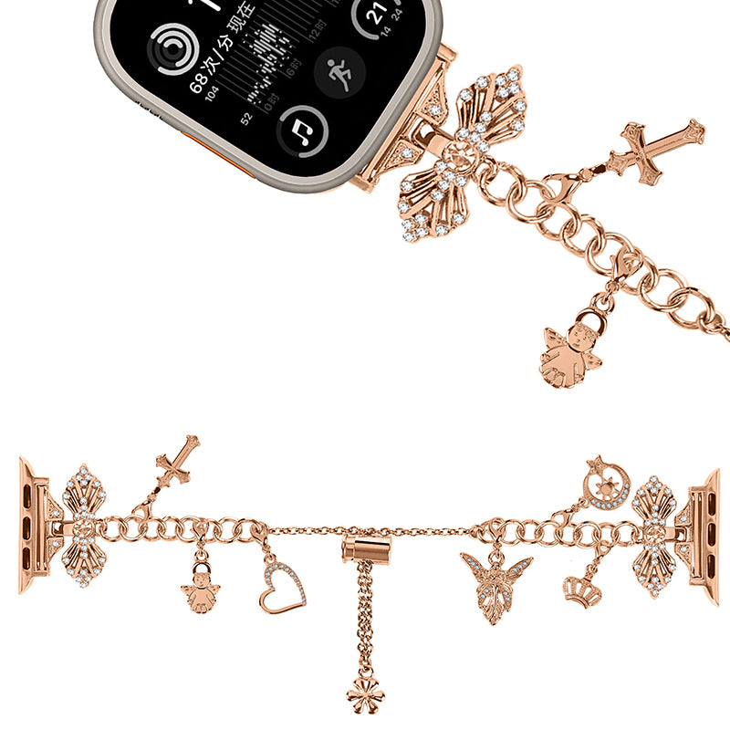 For Apple Watch Series 9 8 7 41mm 6 5 4 SE SE (2022) SE (2023) 40mm 3 2 1 38mm Multiple Pendant Design Wrist Strap Bracelet Watch Band