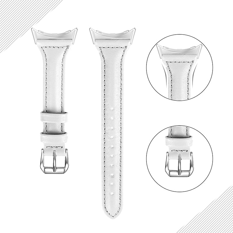 For Google Pixel Watch 2 Pixel Watch Genuine Leather Watch Band Quick Release 20mm Watch Strap with Silver Connector