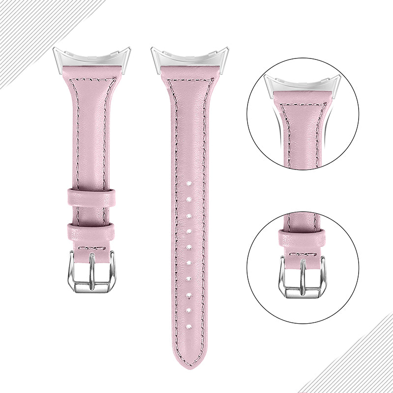 For Google Pixel Watch 2 Pixel Watch Genuine Leather Watch Band Quick Release 20mm Watch Strap with Silver Connector