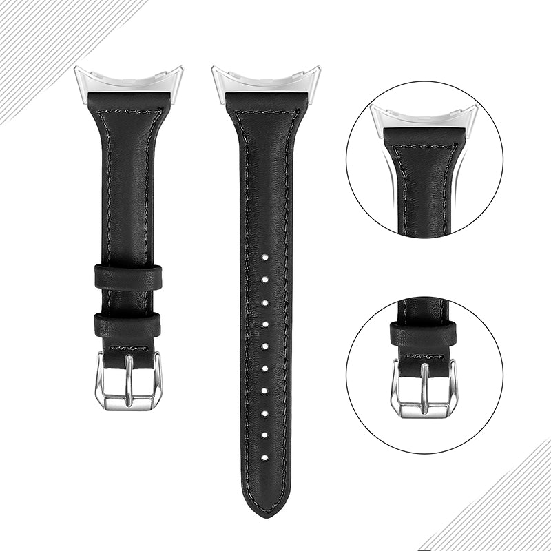 For Google Pixel Watch 2 Pixel Watch Genuine Leather Watch Band Quick Release 20mm Watch Strap with Silver Connector