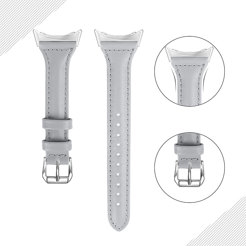 For Google Pixel Watch 2 Pixel Watch Genuine Leather Watch Band Quick Release 20mm Watch Strap with Silver Connector