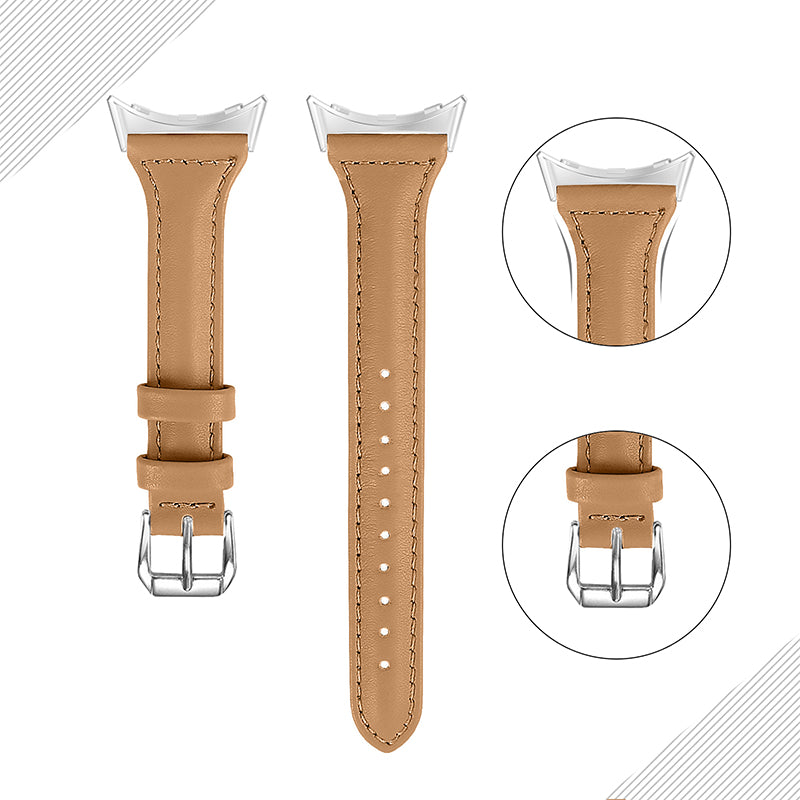 For Google Pixel Watch 2 Pixel Watch Genuine Leather Watch Band Quick Release 20mm Watch Strap with Silver Connector