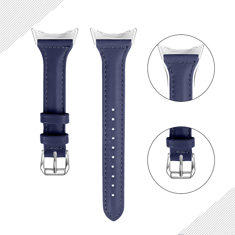 For Google Pixel Watch 2 Pixel Watch Genuine Leather Watch Band Quick Release 20mm Watch Strap with Silver Connector