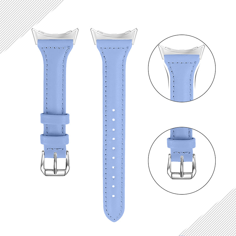 For Google Pixel Watch 2 Pixel Watch Genuine Leather Watch Band Quick Release 20mm Watch Strap with Silver Connector