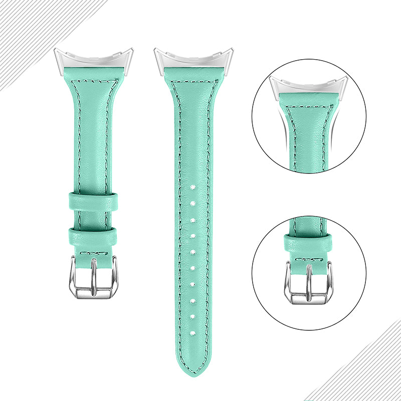 For Google Pixel Watch 2 Pixel Watch Genuine Leather Watch Band Quick Release 20mm Watch Strap with Silver Connector