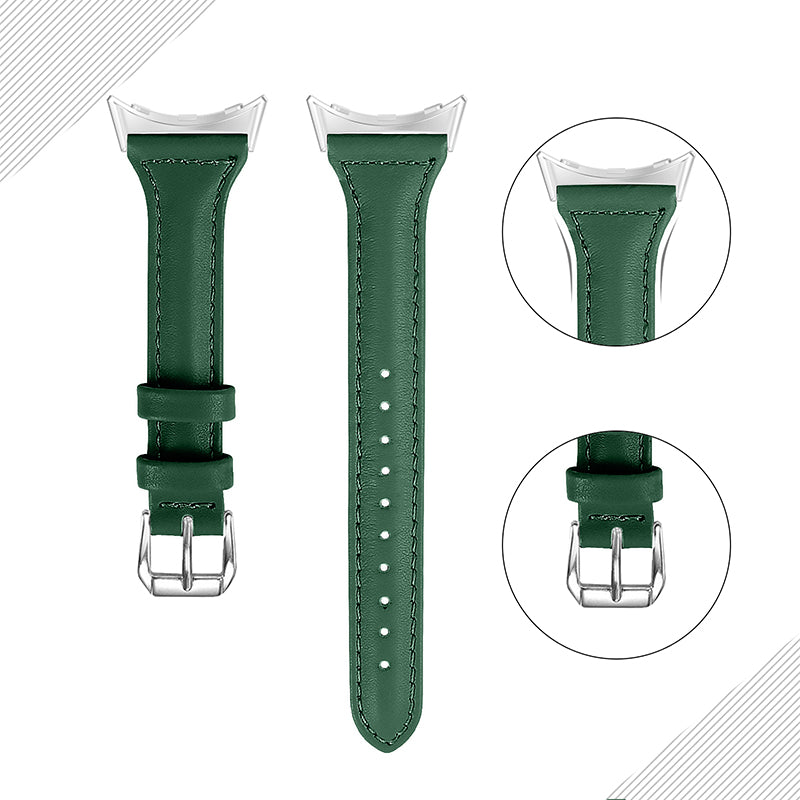 For Google Pixel Watch 2 Pixel Watch Genuine Leather Watch Band Quick Release 20mm Watch Strap with Silver Connector