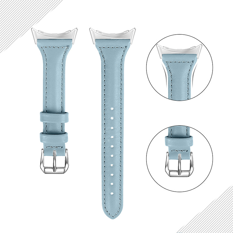 For Google Pixel Watch 2 Pixel Watch Genuine Leather Watch Band Quick Release 20mm Watch Strap with Silver Connector