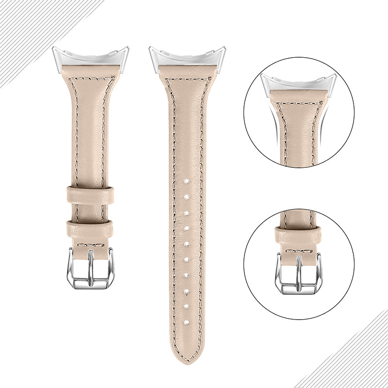 For Google Pixel Watch 2 Pixel Watch Genuine Leather Watch Band Quick Release 20mm Watch Strap with Silver Connector
