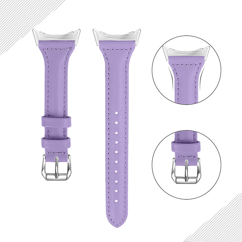 For Google Pixel Watch 2 Pixel Watch Genuine Leather Watch Band Quick Release 20mm Watch Strap with Silver Connector