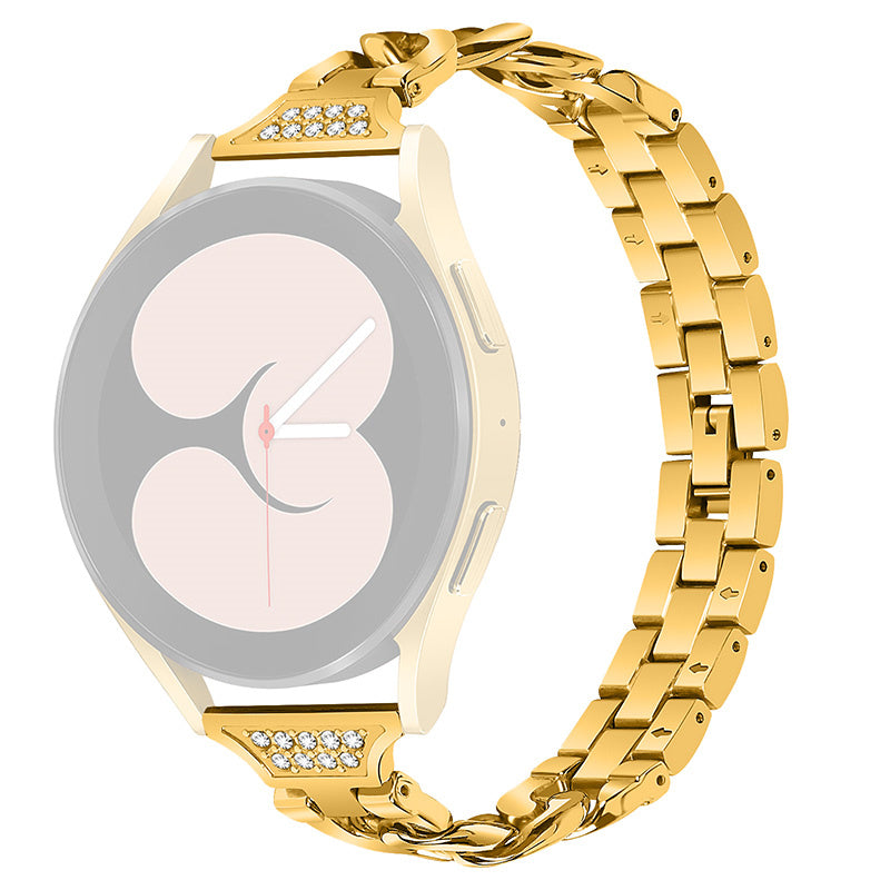 For Samsung Galaxy Watch4 Active 40mm 44mm Watch4 Classic 42mm 46mm Rhinestone Decor 20mm Metal Smart Watch Band Replacement Wrist Strap