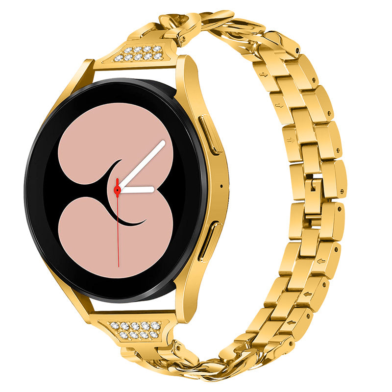 For Samsung Galaxy Watch4 Active 40mm 44mm Watch4 Classic 42mm 46mm Rhinestone Decor 20mm Metal Smart Watch Band Replacement Wrist Strap
