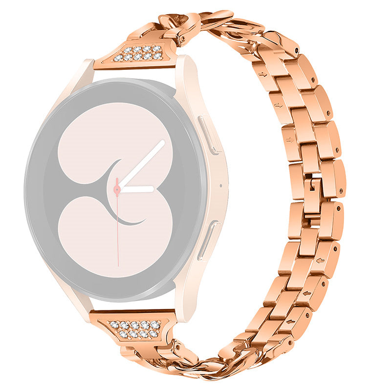 For Samsung Galaxy Watch4 Active 40mm 44mm Watch4 Classic 42mm 46mm Rhinestone Decor 20mm Metal Smart Watch Band Replacement Wrist Strap