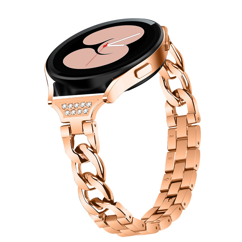 For Samsung Galaxy Watch4 Active 40mm 44mm Watch4 Classic 42mm 46mm Rhinestone Decor 20mm Metal Smart Watch Band Replacement Wrist Strap