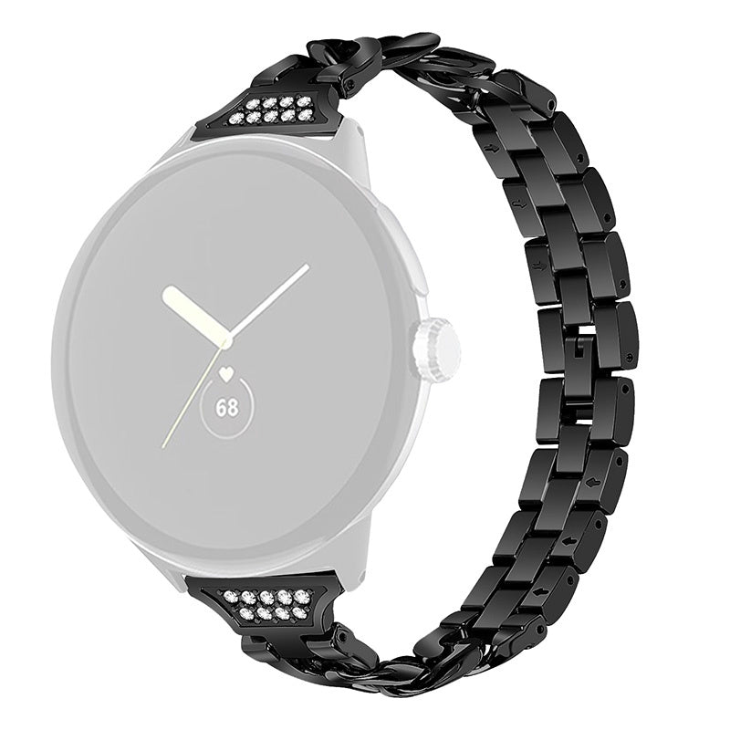 For Google Pixel Watch 2 Pixel Watch Rhinestone Decor Metal Watch Band Wristband Replacement Strap