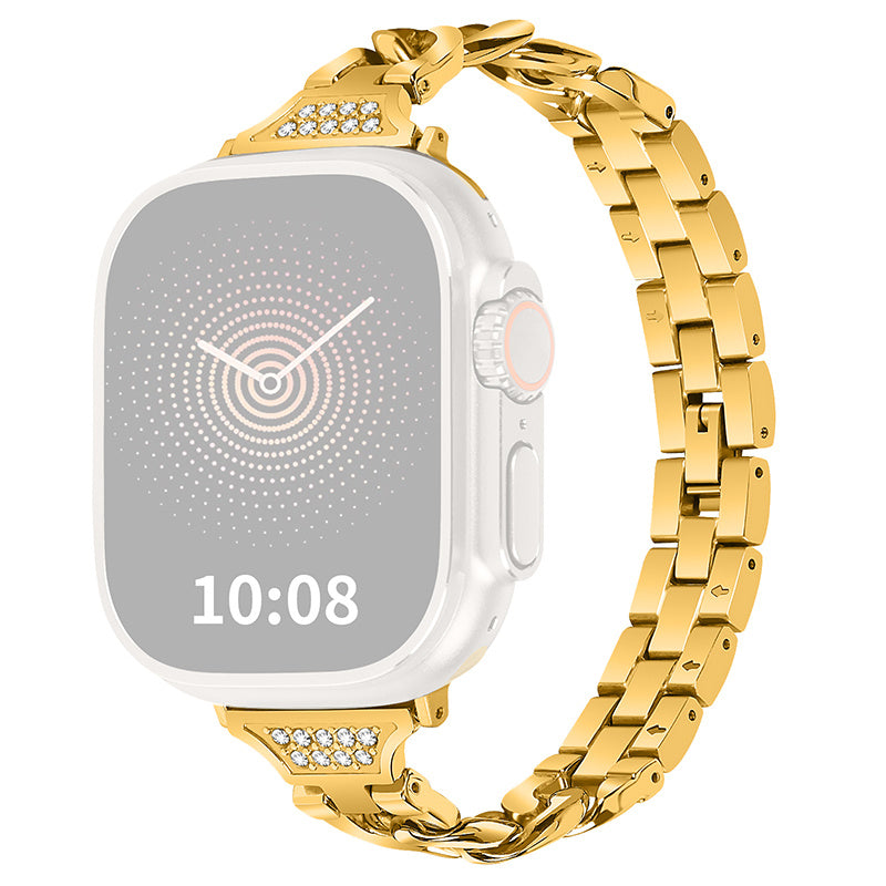 For Apple Watch Ultra Ultra 2 49mm Series 8 9 7 45mm 6 5 4 SE SE (2022) (2023) 44mm 3 2 1 42mm Rhinestone Decor Metal Smart Watch Band Replacement Wrist Strap