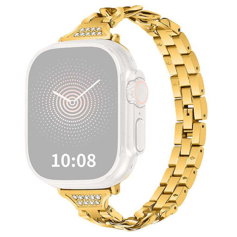 For Apple Watch Series 9 8 7 41mm 6 5 SE SE (2022) SE (2023) 4 40mm 3 2 1 38mm Rhinestones Decor Metal Smartwatch Strap Replacement Watch Band