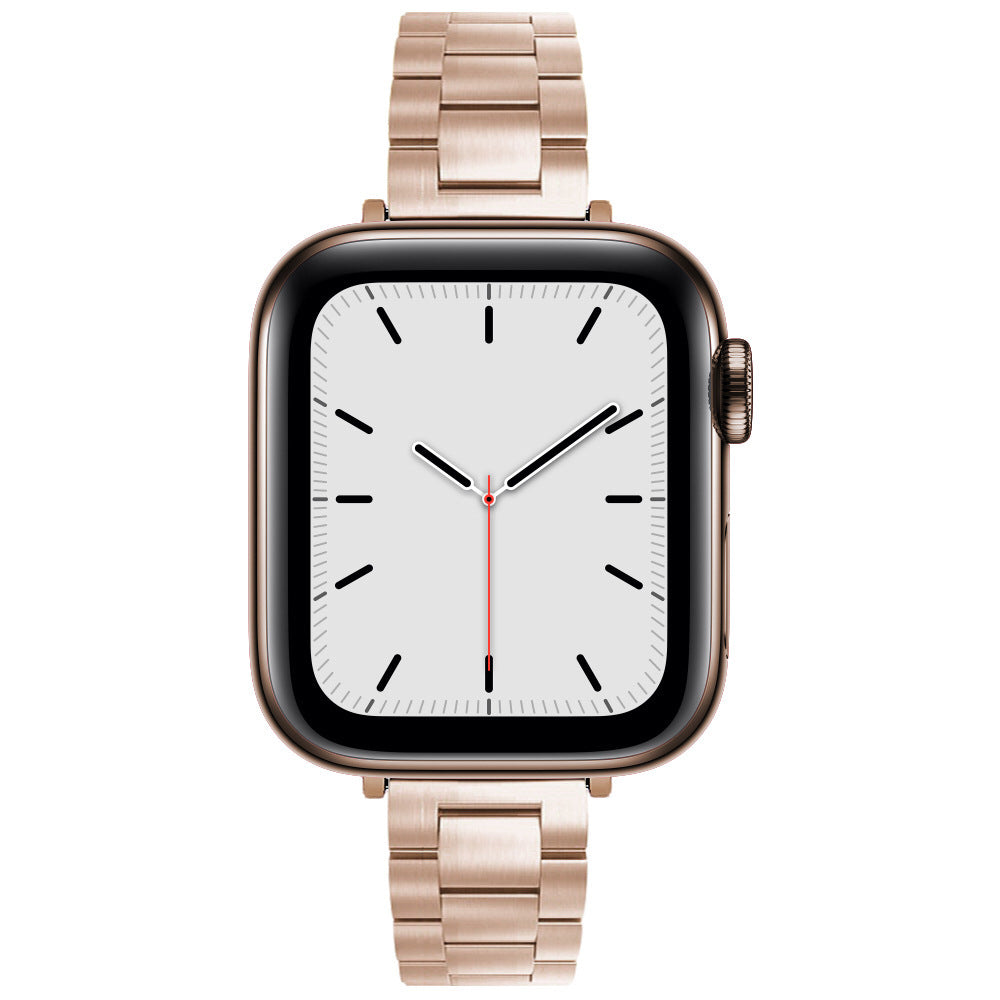 For Apple Watch Series 9 8 7 41mm 6 5 SE SE (2022) SE (2023) 4 40mm 3 2 1 38mm Metal Watch Band Three Beads Slim Wristband Strap