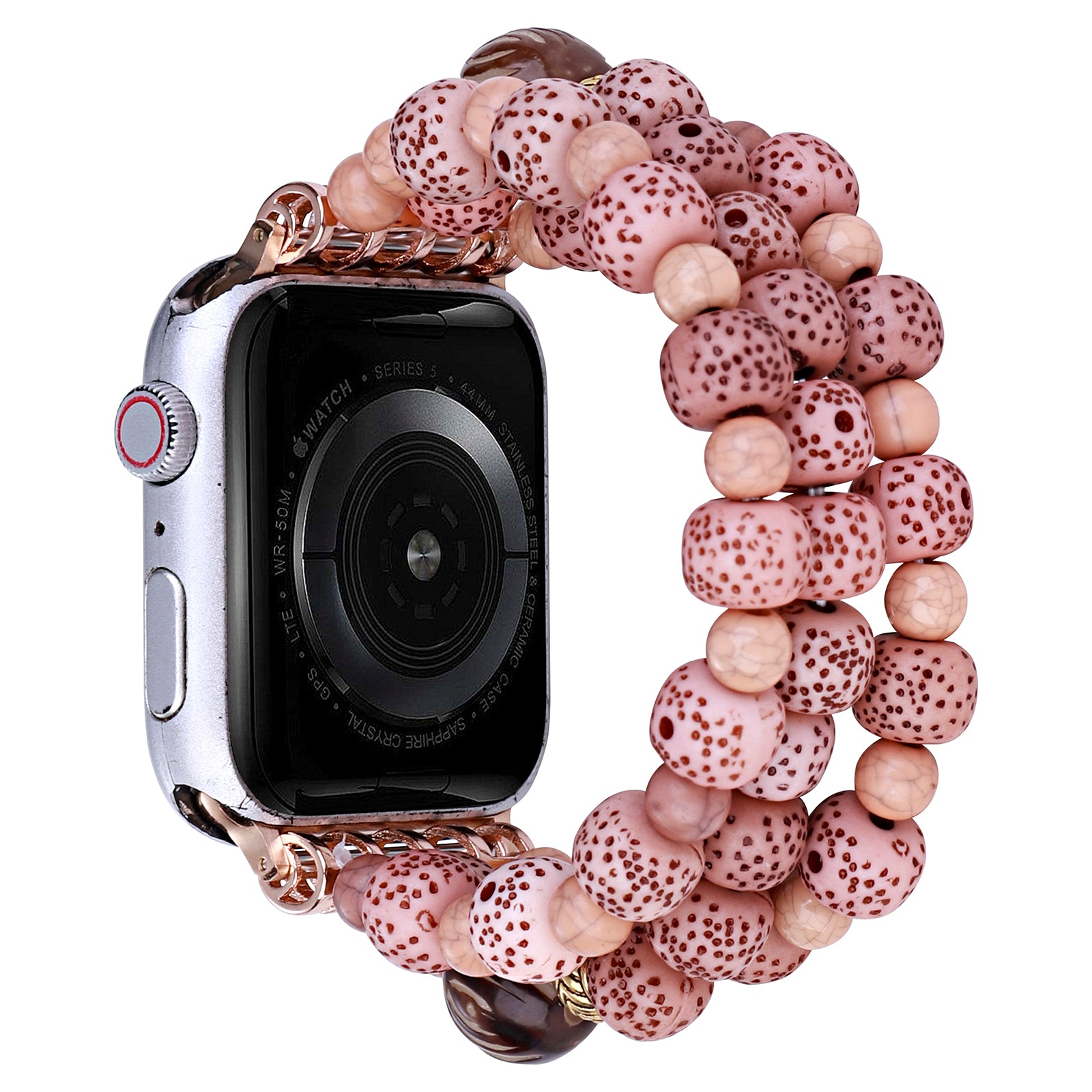 For Apple Watch Series 9 8 7 41mm 6 5 SE SE (2022) SE (2023) 4 40mm 3 2 1 38mm Beaded Watch Replacement Strap Bodhi-shape Bracelet Wristband