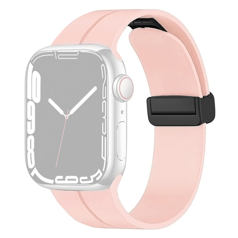 For Apple Watch Series 9 8 7 41mm 6 5 SE SE (2022) SE (2023) 4 40mm 3 2 1 38mm Silicone Watch Band Anti-Sweat Sport Strap with Magnetic Folding Buckle