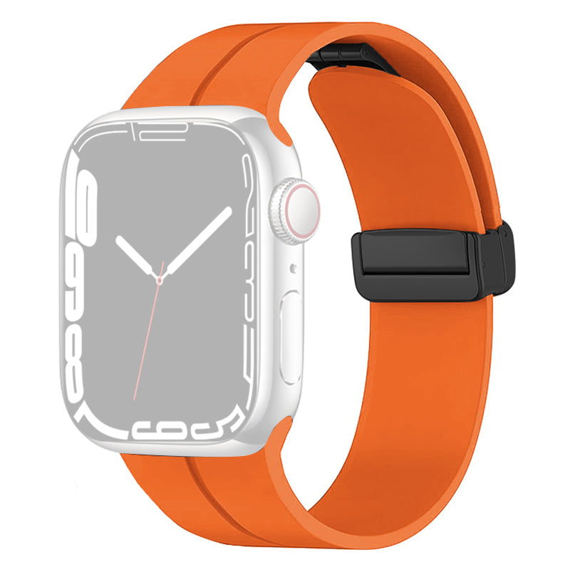 For Apple Watch Series 9 8 7 41mm 6 5 SE SE (2022) SE (2023) 4 40mm 3 2 1 38mm Silicone Watch Band Anti-Sweat Sport Strap with Magnetic Folding Buckle