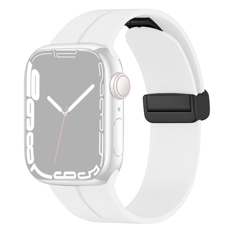 For Apple Watch Ultra Ultra 2 49mm Series 9 8 7 45mm Series 6 5 4 SE (2022) (2023) SE 44mm Series 3 2 1 42mm Magnetic Folding Buckle Silicone Watch Band Replacement Wristband Strap Bracelet