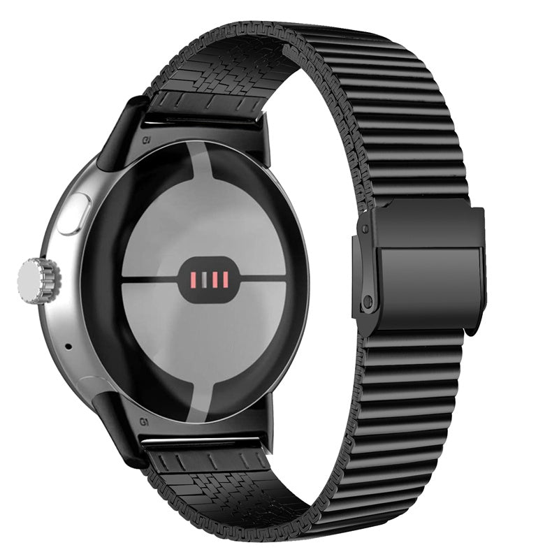 For Google Pixel Watch 2 Pixel Watch Smart Watch Band Stainless Steel Adjustable Wrist Strap with Double Buckles
