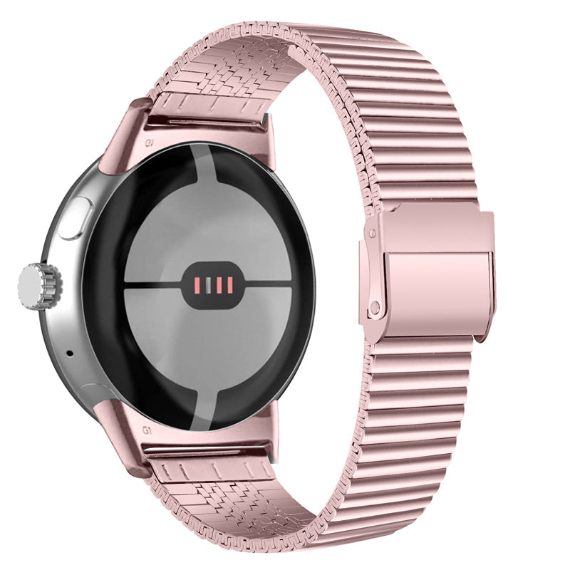 For Google Pixel Watch 2 Pixel Watch Smart Watch Band Stainless Steel Adjustable Wrist Strap with Double Buckles