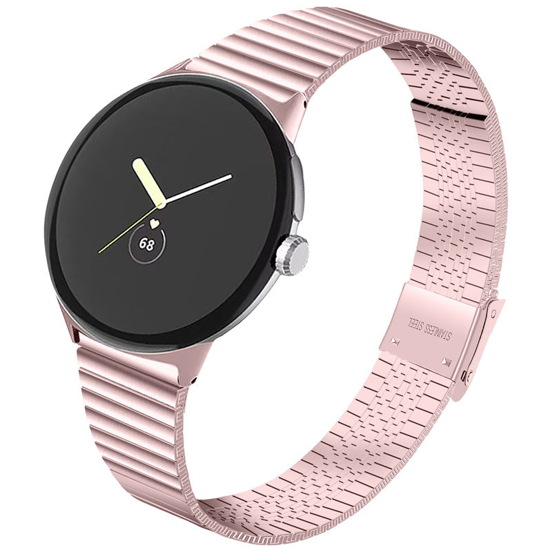 For Google Pixel Watch 2 Pixel Watch Smart Watch Band Stainless Steel Adjustable Wrist Strap with Double Buckles