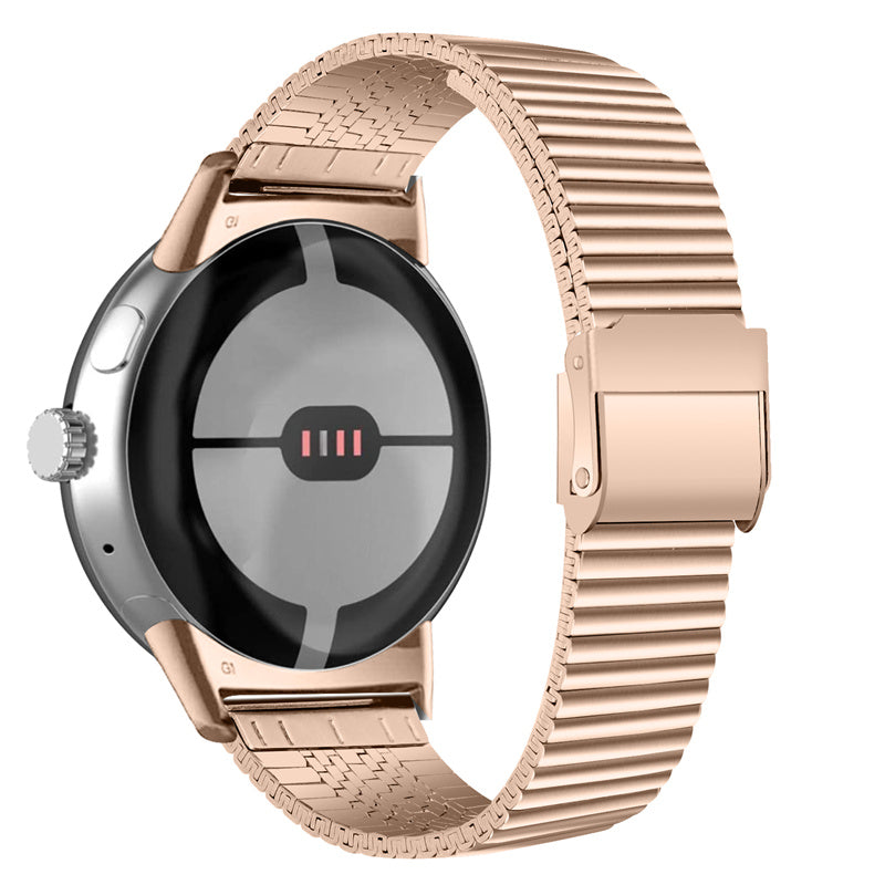 For Google Pixel Watch 2 Pixel Watch Smart Watch Band Stainless Steel Adjustable Wrist Strap with Double Buckles