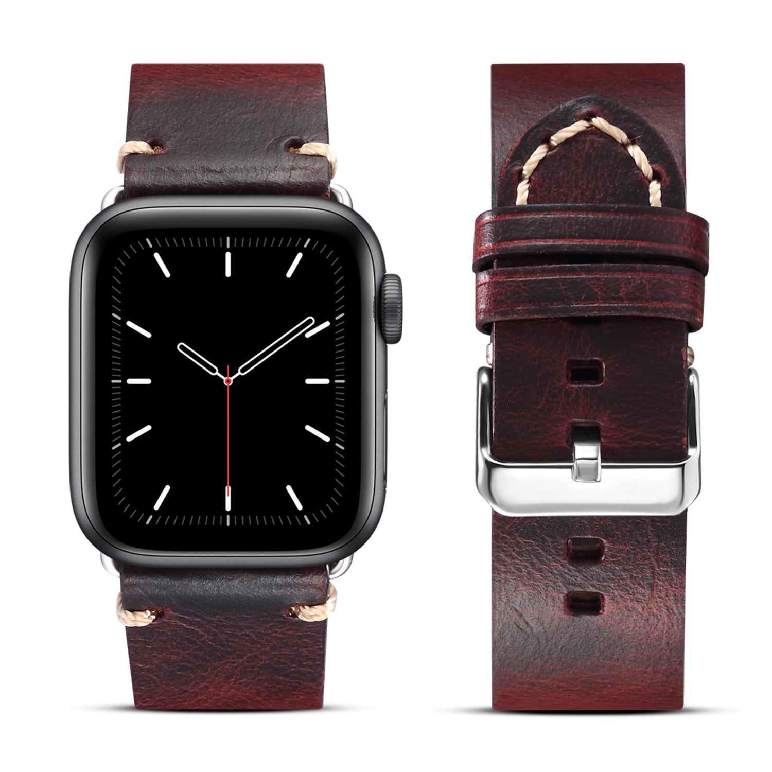 For Apple Watch Series 8 7 41mm Series 6 5 4 SE SE (2022) 40mm Series 3 2 1 38mm DOL Cowhide Leather Watch Band Adjustable Pin Buckle Replacement Wrist Strap