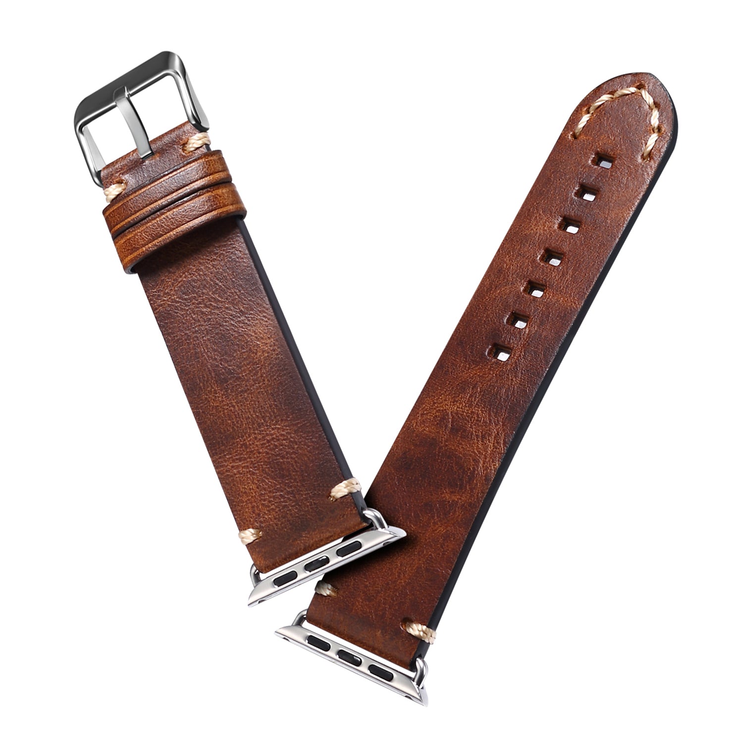 For Apple Watch Series 8 7 41mm Series 6 5 4 SE SE (2022) 40mm Series 3 2 1 38mm DOL Cowhide Leather Watch Band Adjustable Pin Buckle Replacement Wrist Strap