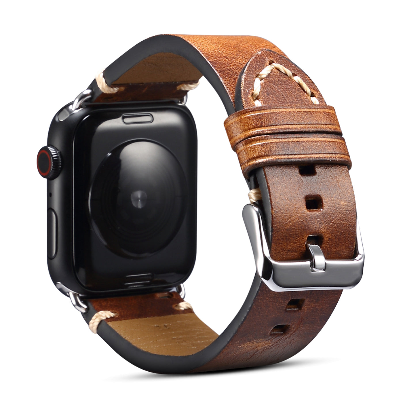 For Apple Watch Series 9 8 Aluminum 9 8 7 45mm Series 6 5 4 SE SE (2022) (2023) 44mm Series 3 2 1 42mm DOL Waxy Cowhide Leather Watch Band Adjustable Pin Buckle Wrist Strap Replacement