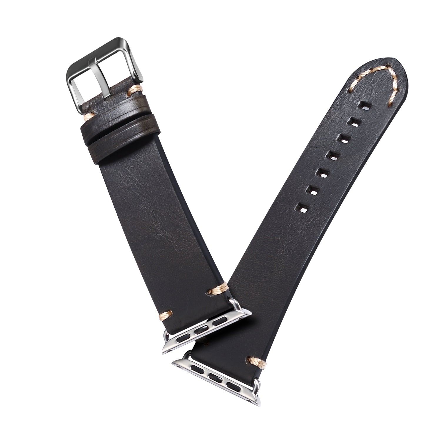 For Apple Watch Series 9 8 Aluminum 9 8 7 45mm Series 6 5 4 SE SE (2022) (2023) 44mm Series 3 2 1 42mm DOL Waxy Cowhide Leather Watch Band Adjustable Pin Buckle Wrist Strap Replacement