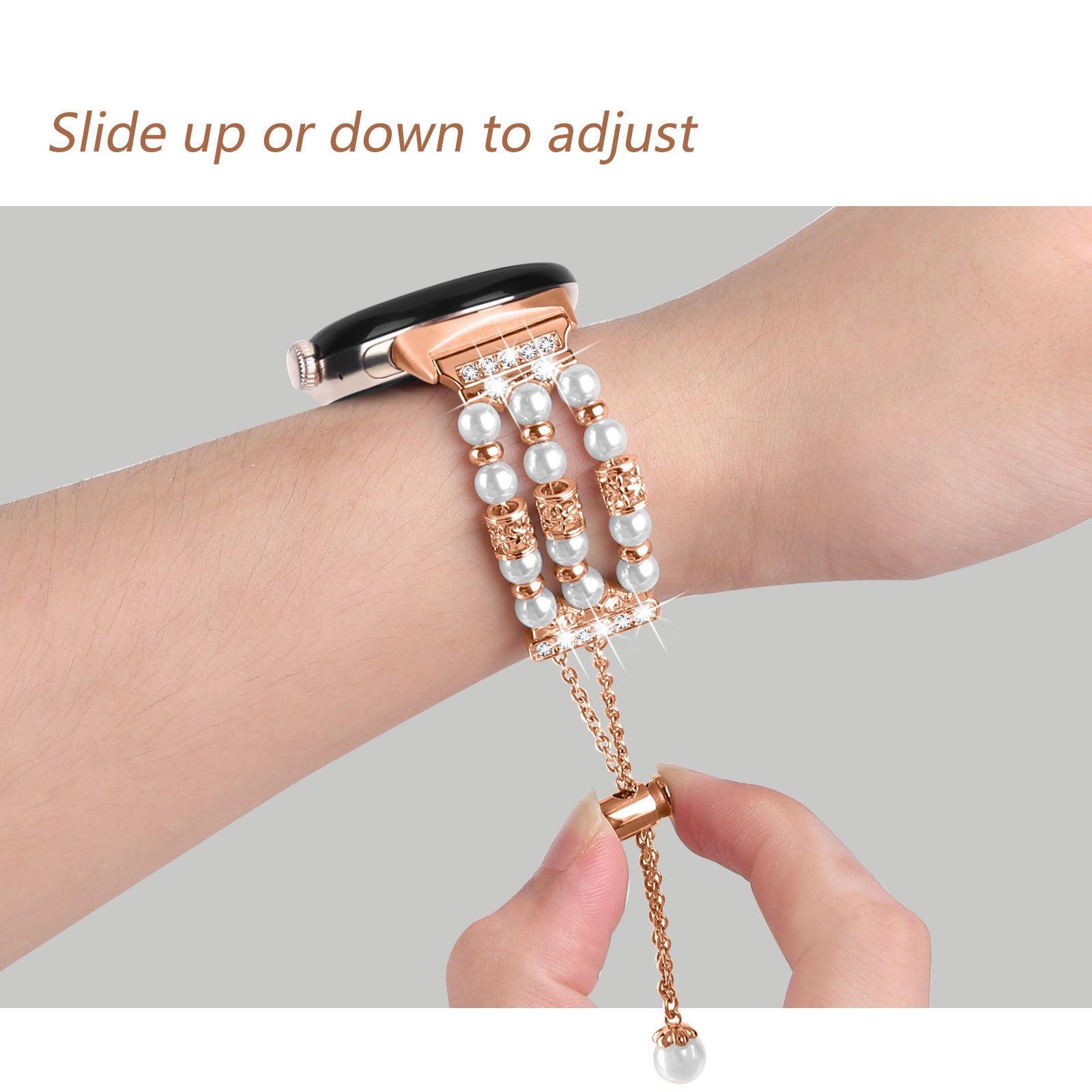 For Google Pixel Watch 2 Pixel Watch Three Rows Faux Pearls Beads Watch Band Replacement Wrist Strap Bracelet