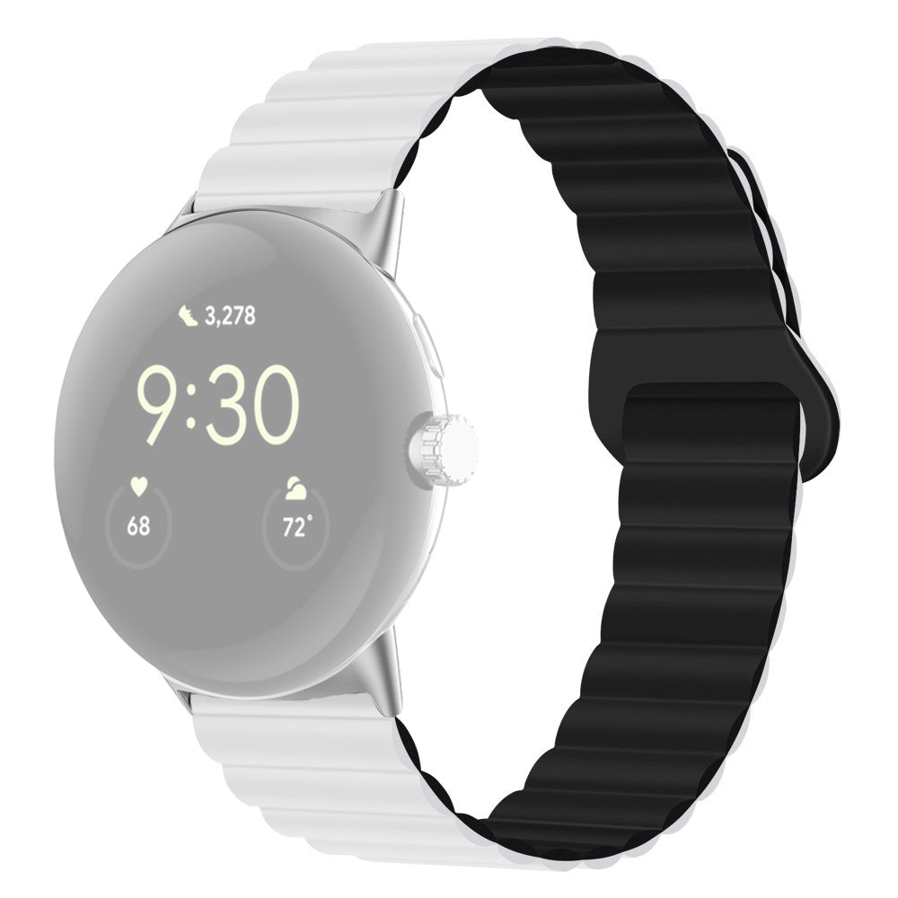 For Google Pixel Watch 2 Pixel Watch Dual-Color Silicone Replacement Strap 20mm Adjustable Magnetic Closure Watch Band