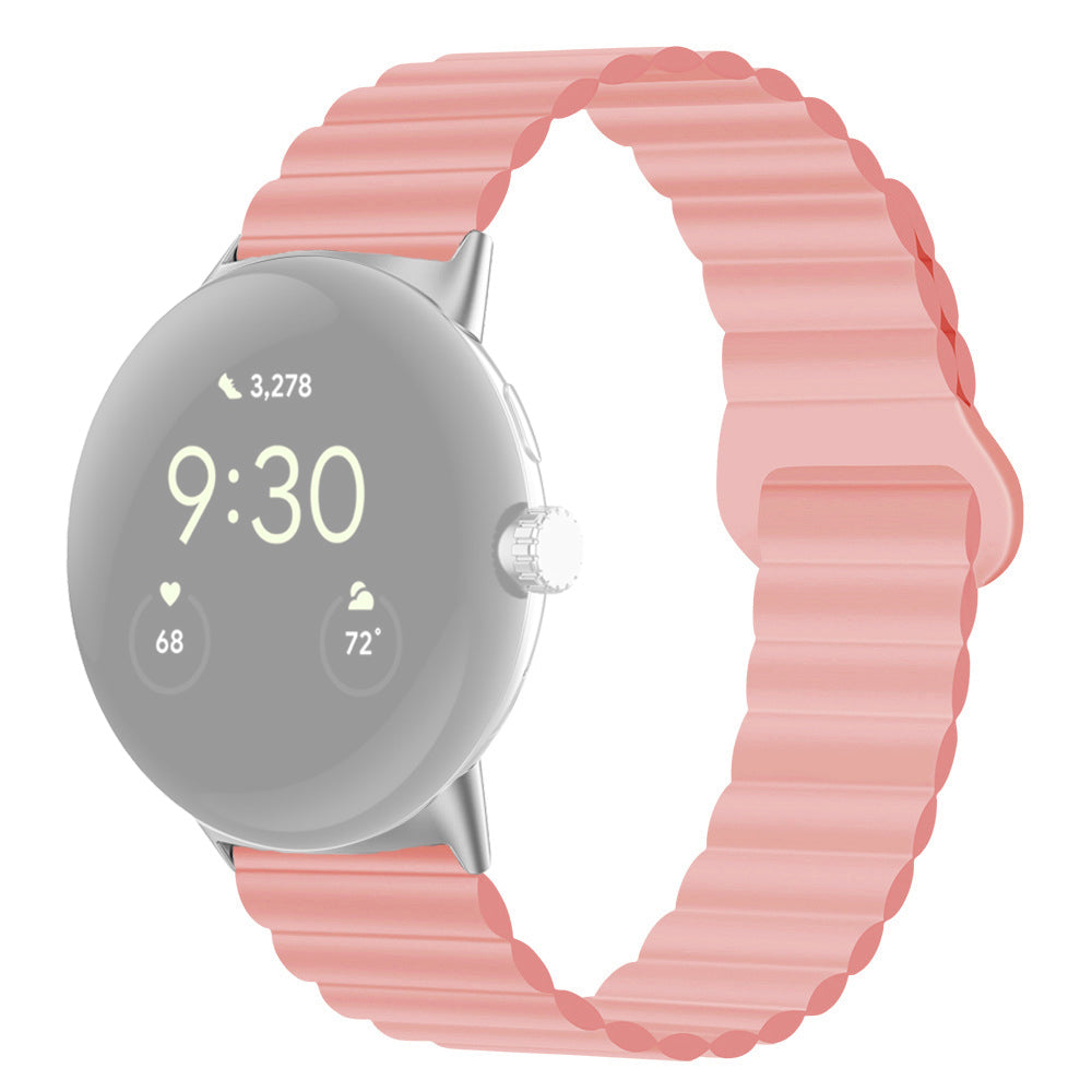 For Google Pixel Watch 2 Pixel Watch Dual-Color Silicone Replacement Strap 20mm Adjustable Magnetic Closure Watch Band