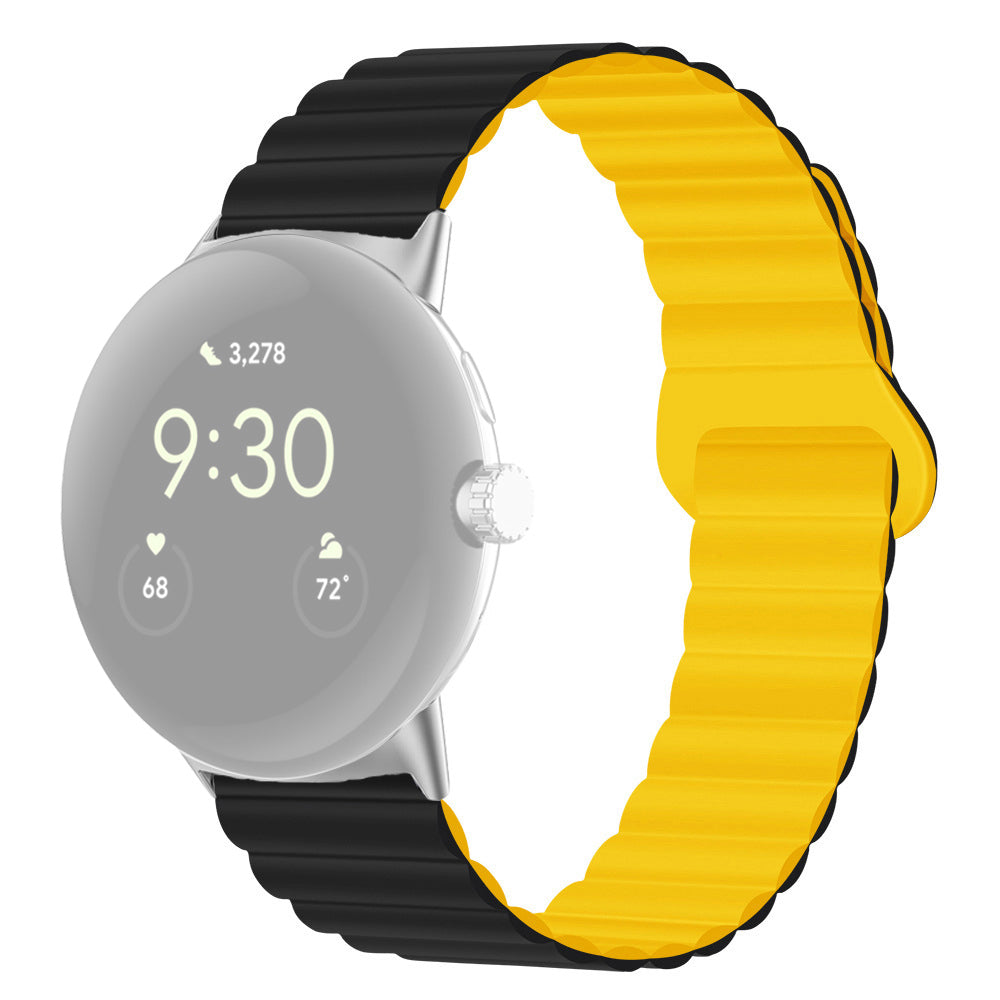 For Google Pixel Watch 2 Pixel Watch Dual-Color Silicone Replacement Strap 20mm Adjustable Magnetic Closure Watch Band