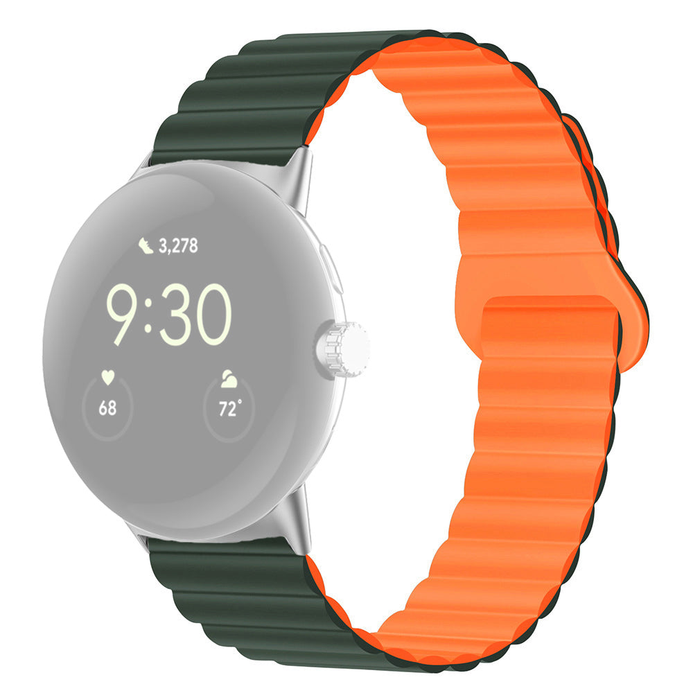 For Google Pixel Watch 2 Pixel Watch Dual-Color Silicone Replacement Strap 20mm Adjustable Magnetic Closure Watch Band