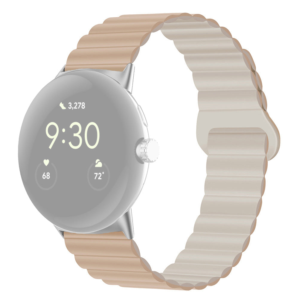 For Google Pixel Watch 2 Pixel Watch Dual-Color Silicone Replacement Strap 20mm Adjustable Magnetic Closure Watch Band