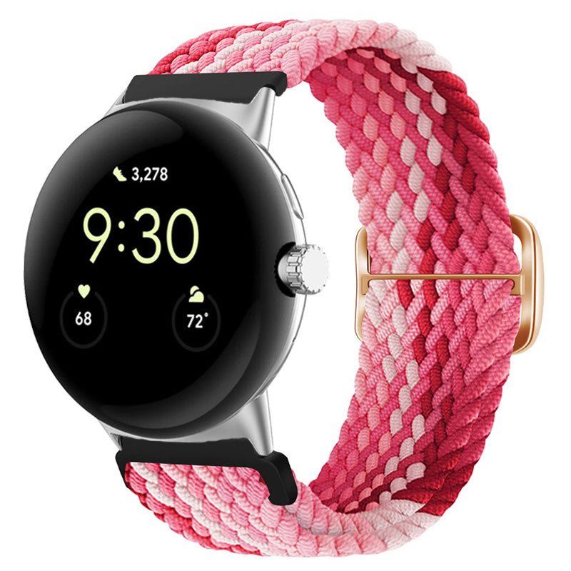 For Google Pixel Watch 2 Pixel Watch Braided Watch Band Adjustable Buckle Stretchy Wristband Sport Strap