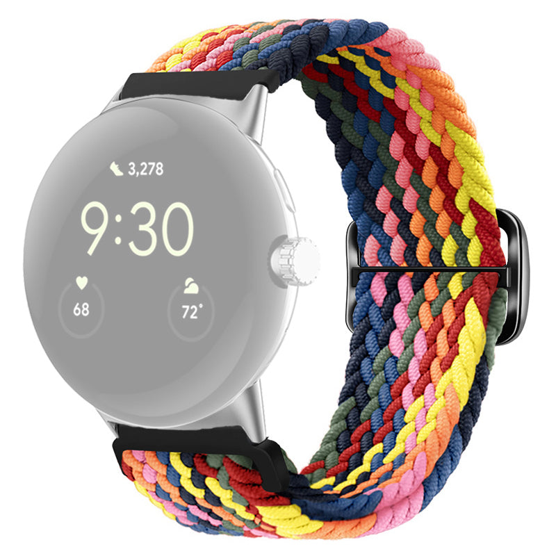 For Google Pixel Watch 2 Pixel Watch Braided Watch Band Adjustable Buckle Stretchy Wristband Sport Strap
