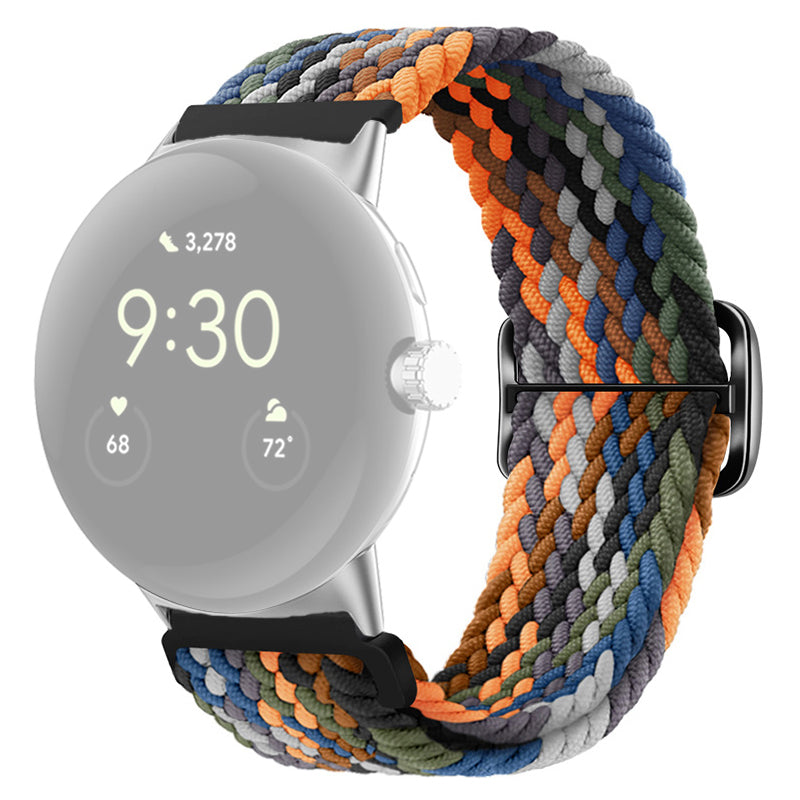 For Google Pixel Watch 2 Pixel Watch Braided Watch Band Adjustable Buckle Stretchy Wristband Sport Strap
