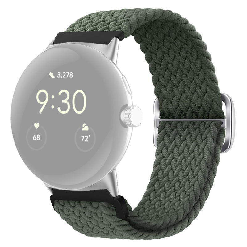 For Google Pixel Watch 2 Pixel Watch Braided Watch Band Adjustable Buckle Stretchy Wristband Sport Strap