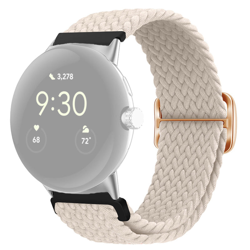 For Google Pixel Watch 2 Pixel Watch Braided Watch Band Adjustable Buckle Stretchy Wristband Sport Strap