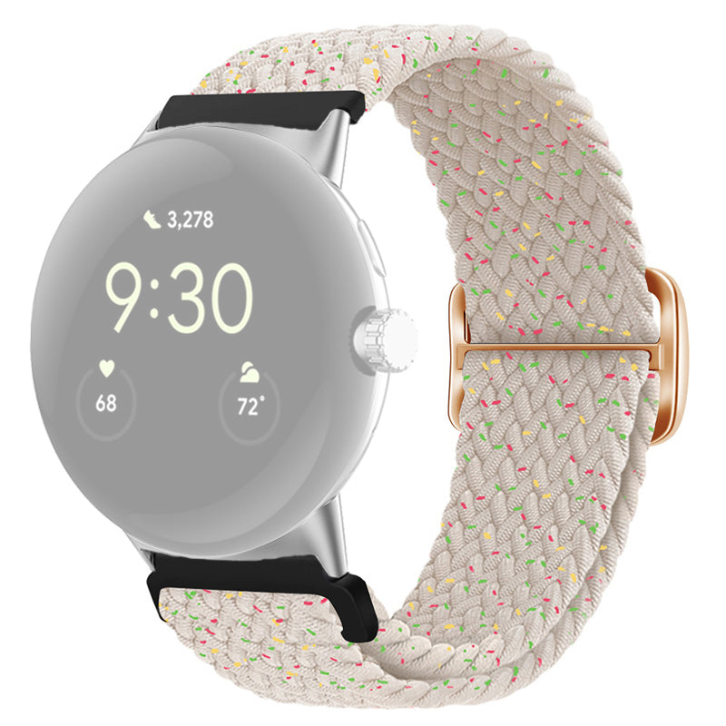 For Google Pixel Watch 2 Pixel Watch Braided Watch Band Adjustable Buckle Stretchy Wristband Sport Strap