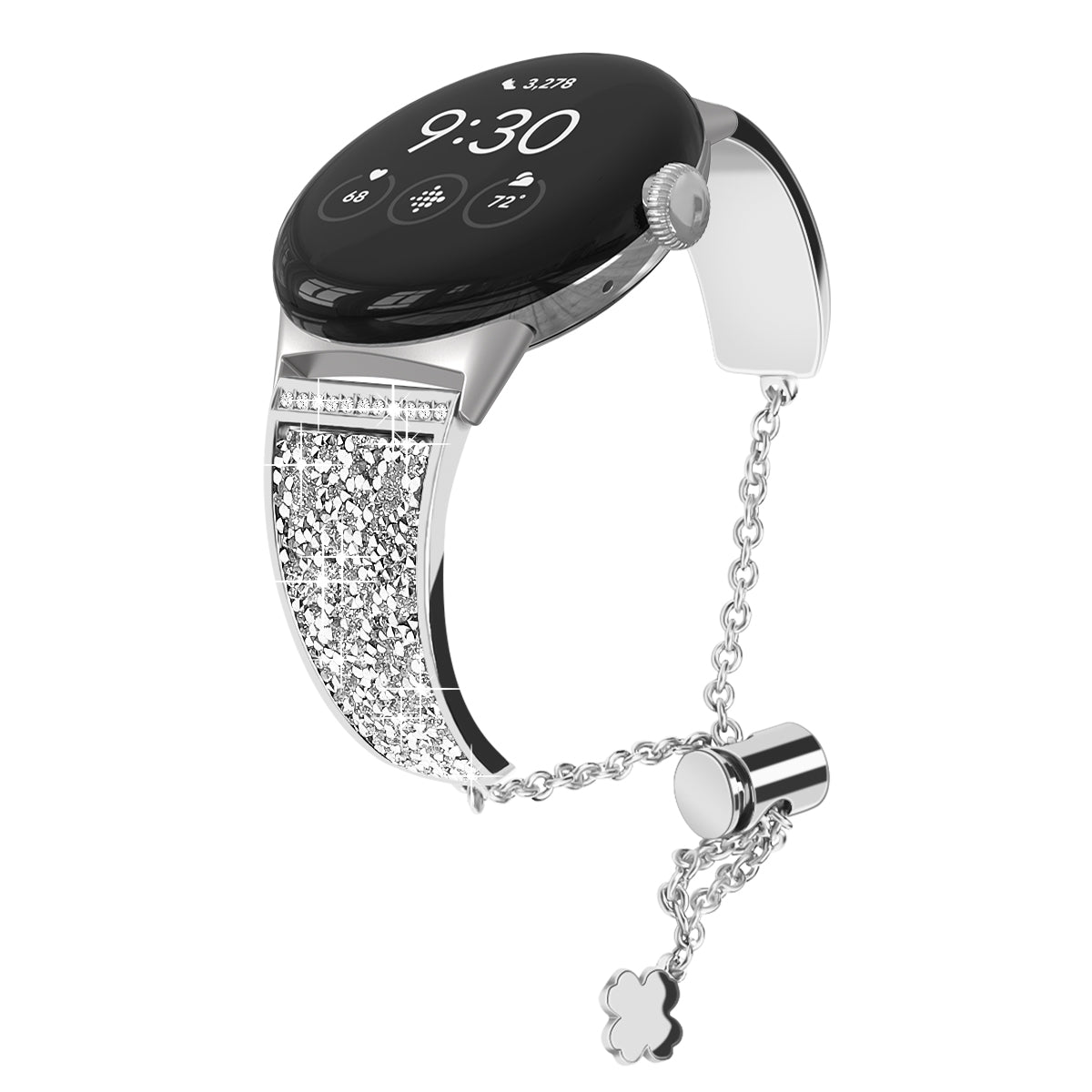 For Google Pixel Watch 2 Pixel Watch Rhinestone Decor Bling Metal Chain Band Replacement Bracelet Watch Strap