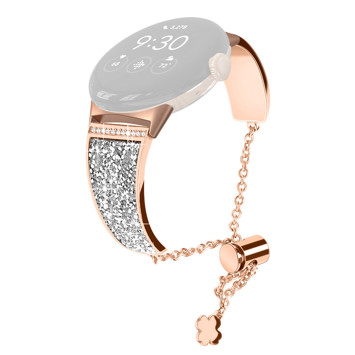 For Google Pixel Watch 2 Pixel Watch Rhinestone Decor Bling Metal Chain Band Replacement Bracelet Watch Strap
