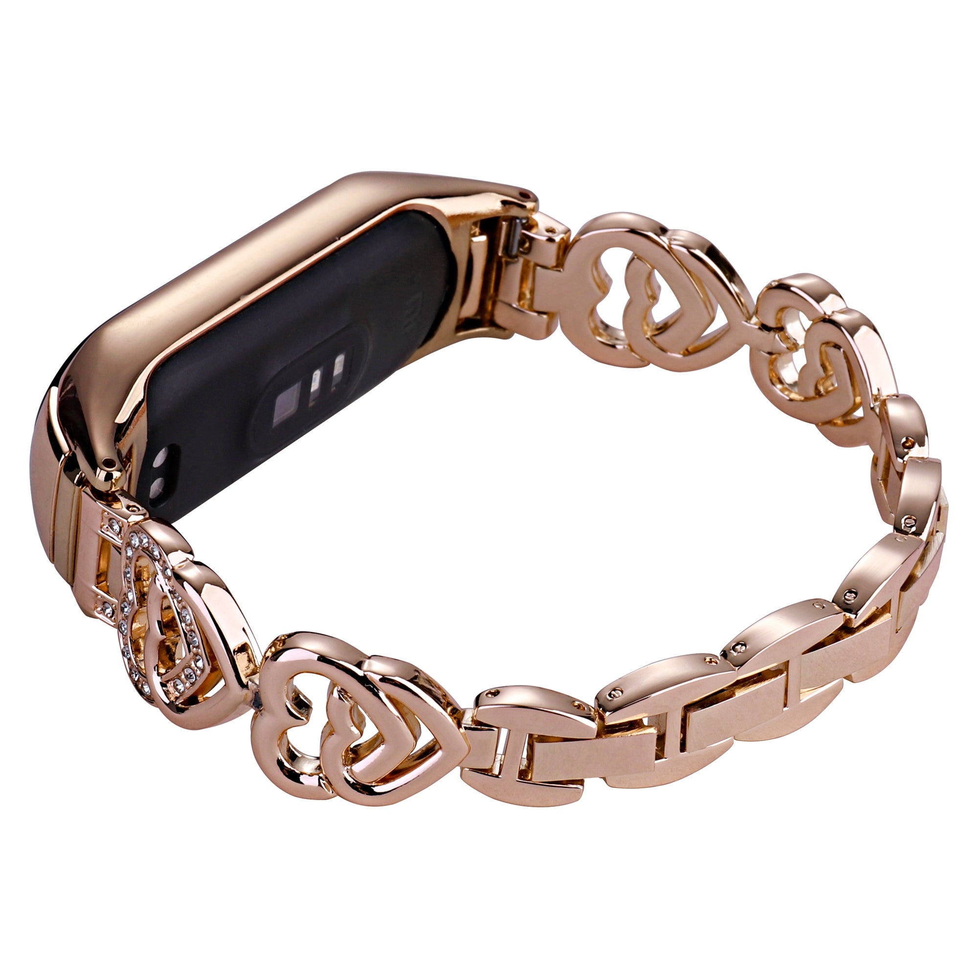 For Xiaomi Mi Band 3 Band 4 Metal Watch Strap Rhinestone Decorated Watch Band