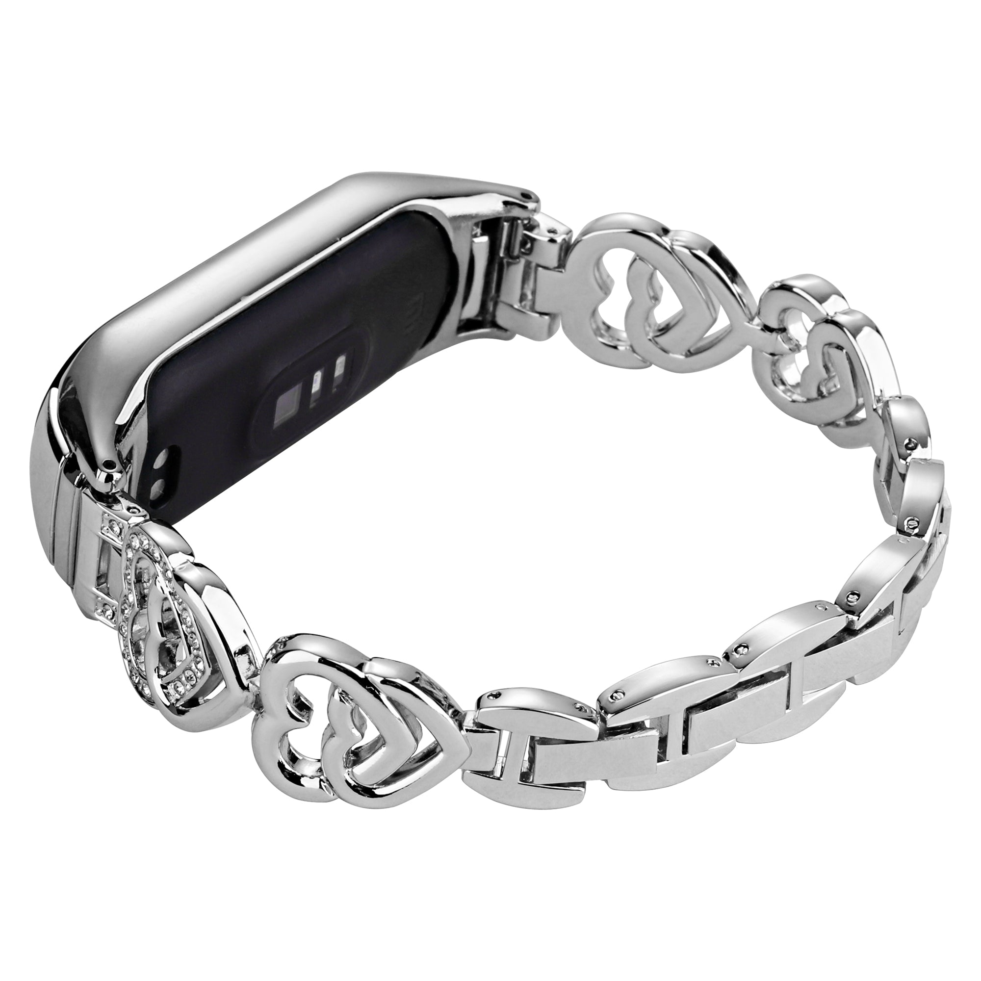 For Xiaomi Mi Band 3 Band 4 Metal Watch Strap Rhinestone Decorated Watch Band