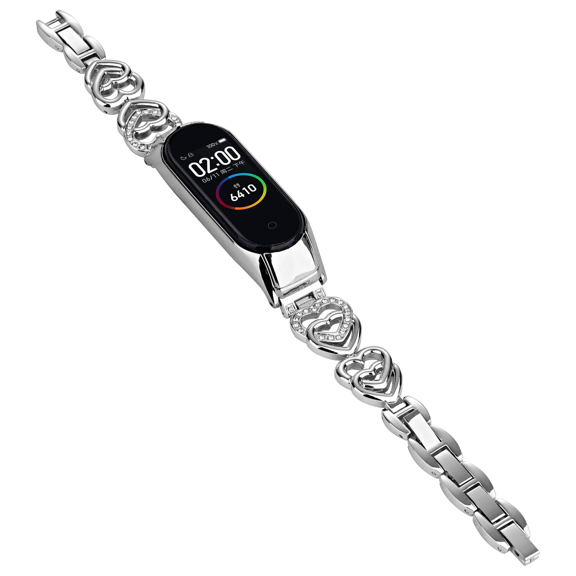 For Xiaomi Mi Band 5 Band 6 Replacement Watch Strap Rhinestone Decoration Metal Watchband